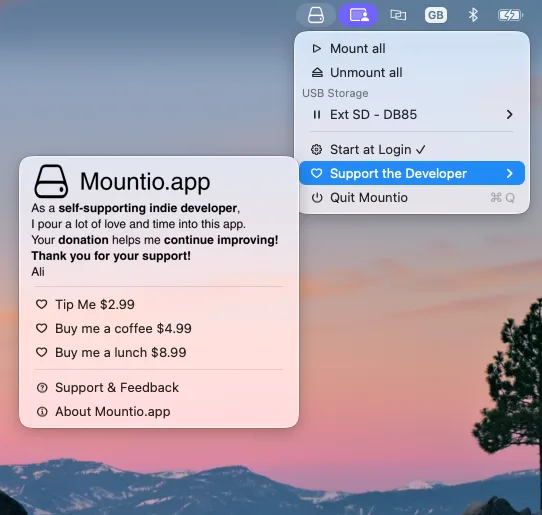 Mountio bulk mount and unmount actions